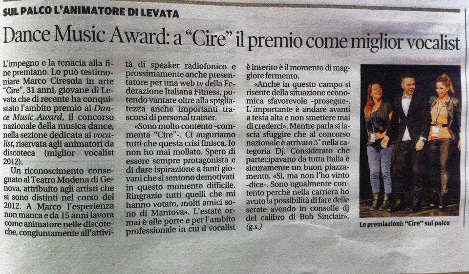 Dance Music Awards: a “Cire” il premio come miglior vocalist