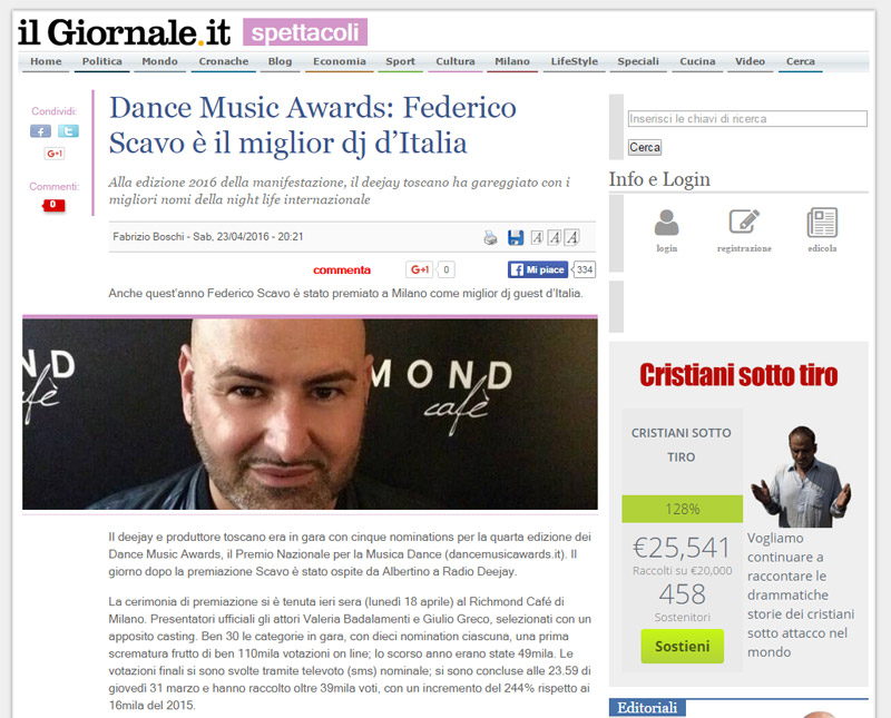 Dance Music Awards: Federico Scavo è il miglior dj d’Italia