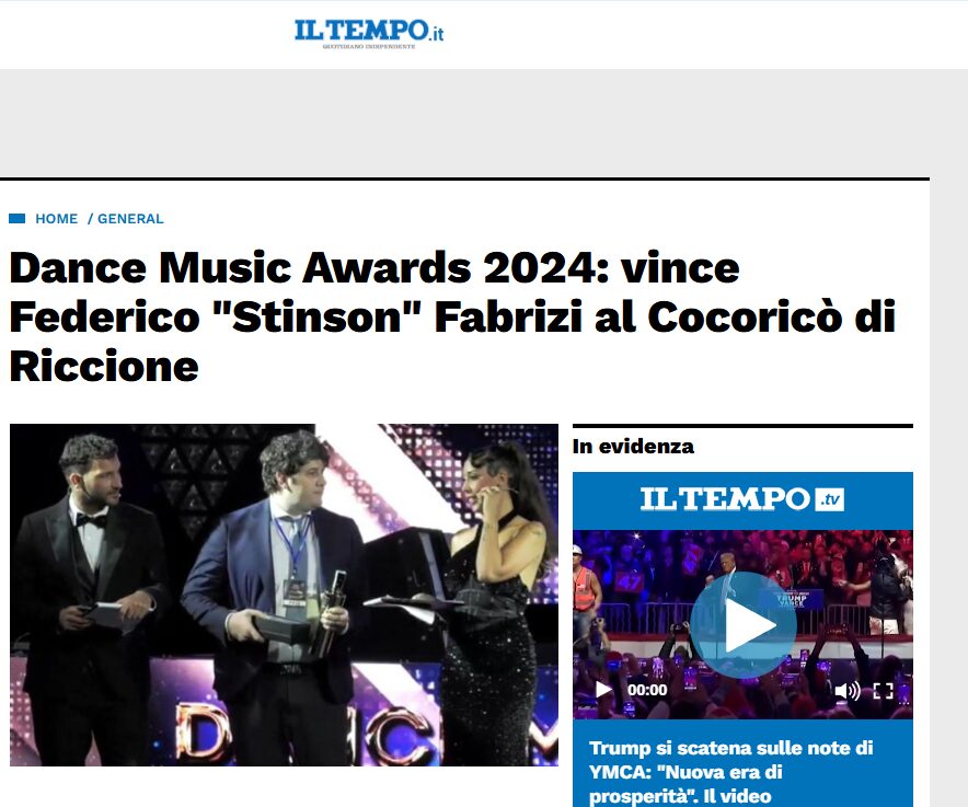 Dance Music Awards 2024: vince Federico “Stinson” Fabrizi al Cocoricò di Riccione