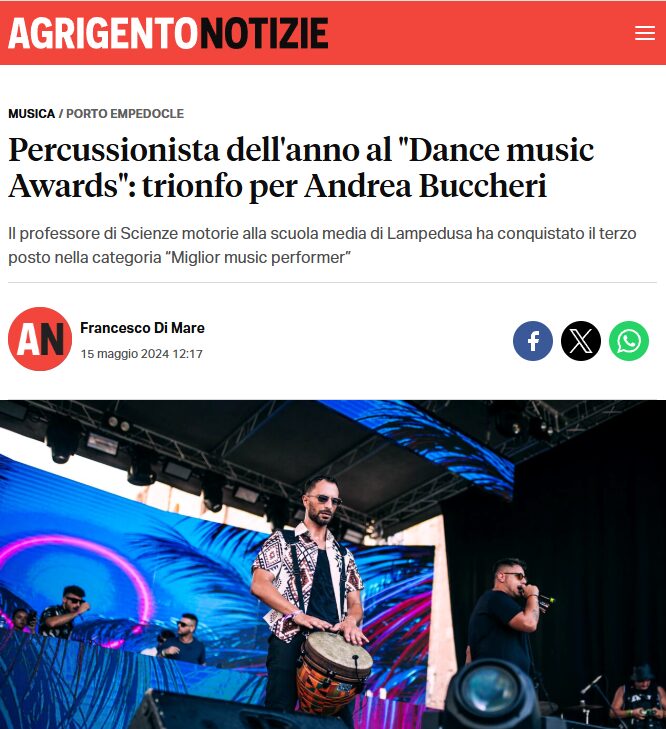Percussionista dell’anno al “Dance music Awards”: trionfo per Andrea Buccheri