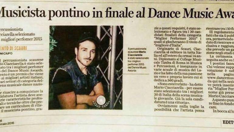 Musicista pontino in finale al Dance Music Awards