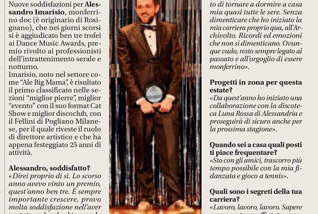 Alessandro Imarisio premiato ai “Dance Music Awards” in tre categorie differenti