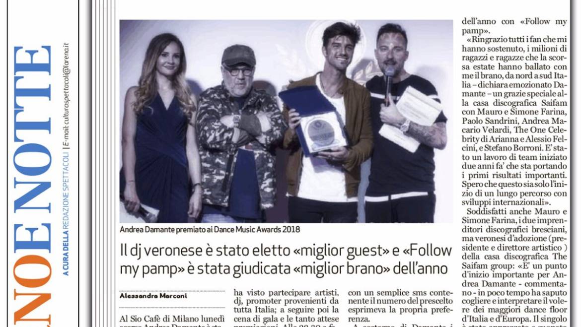 Damante, doppio trionfo ai Dance Music Awards