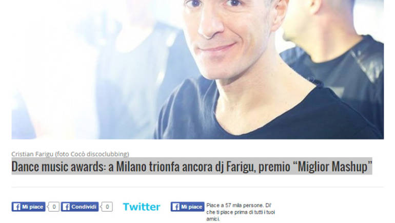 Dance music awards: a Milano trionfa ancora dj Farigu, premio “Miglior Mashup”