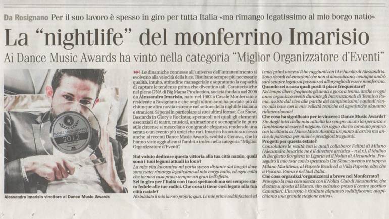 La “nightlife” del monferrino Imarisio