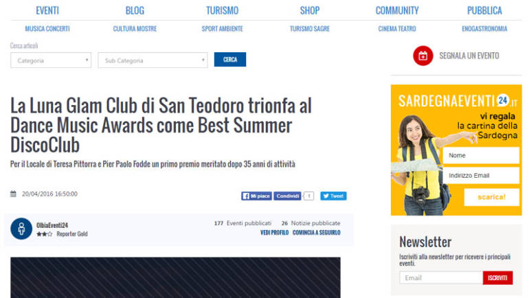 La Luna Glam Club di San Teodoro trionfa al Dance Music Awards come Best Summer DiscoClub