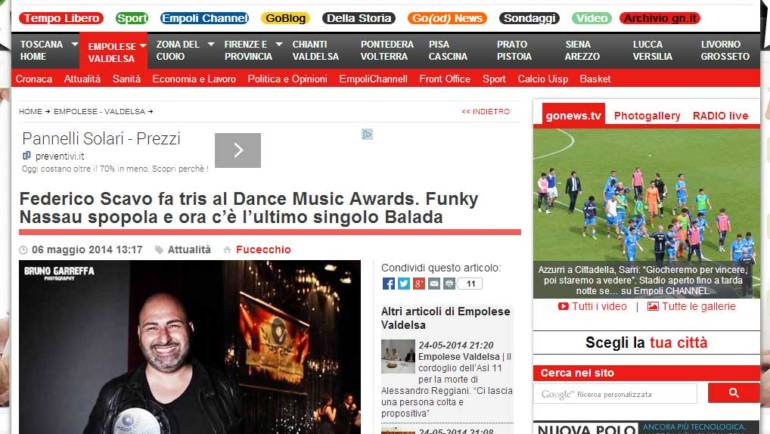 Federico Scavo fa tris al Dance Music Awards. Funky Nassau spopola e ora c’è l’ultimo singolo Balada