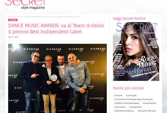 DANCE MUSIC AWARDS: va al Team d:vision il premio Best Indipendent Label